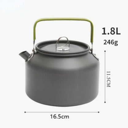 Portable Aluminum Alloy Camping Kettle - Multi-Size (0.8L/1.1L/1.2L/1.6L/2L/2.5L) for Outdoor Coffee & Tea - Perfect for Hiking, Fishing, Picnic & Cooking