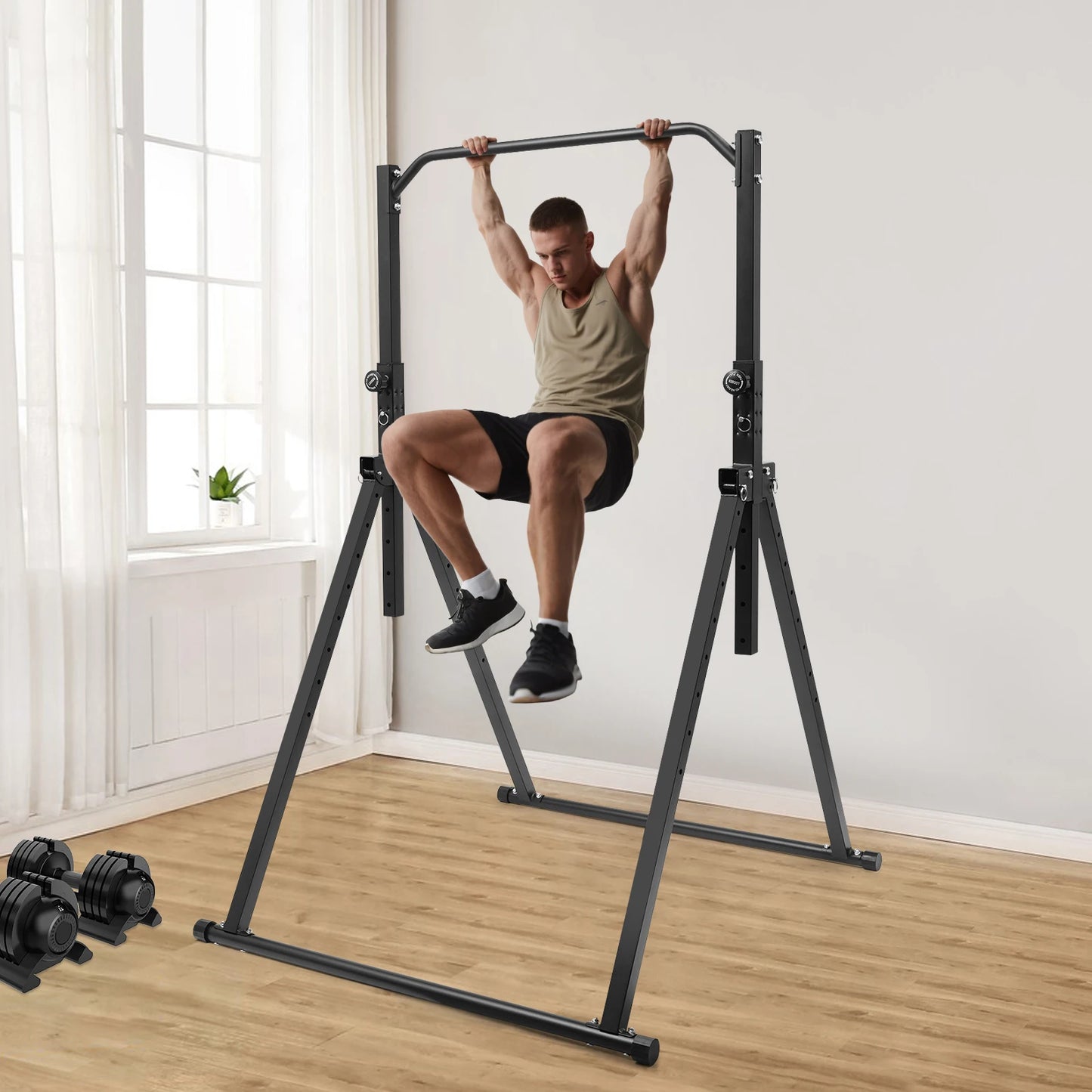 Adjustable Height Pull-Up Bar - Triangular Gymnastics Practice Station for Home Gym Strength Training