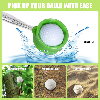 Lightweight Stainless Steel Golf Ball Picker - Retractable Finder with Easy Handle, Perfect Golf Gift