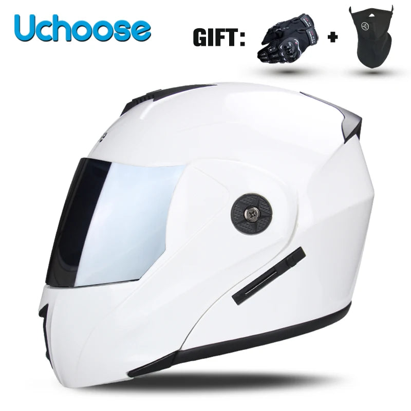 DOT Certified Modular Flip-Up Motorcycle Helmet - Dual Visor Cross-Country Safety Helmet - Unisex