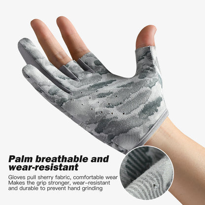 Men's Summer Fishing Gloves - Ice Silk Breathable Three-Finger Cut Design with UV Protection & Anti-Slip Grip (1 Pair)