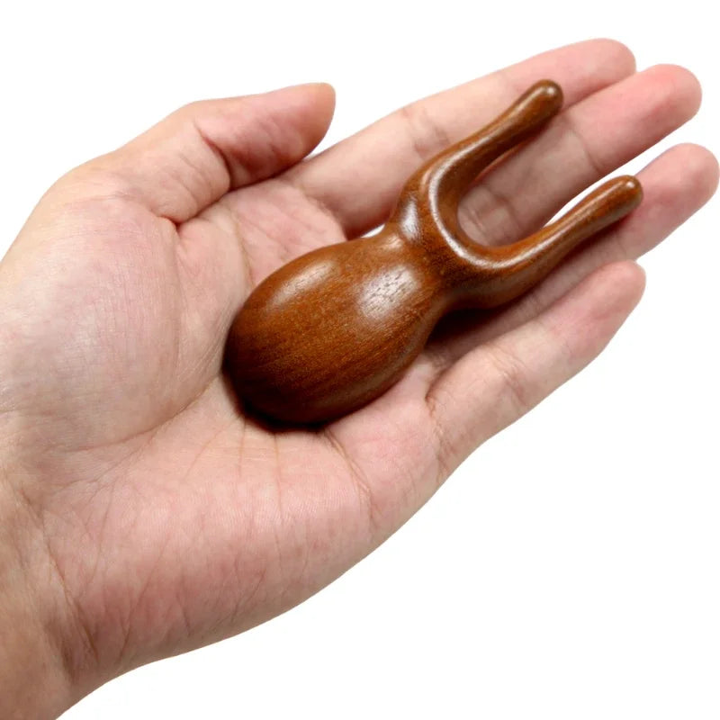 Natural Sandalwood Gua Sha Massage Tool - Bionic Finger Design for Face, Scalp & Body Recovery