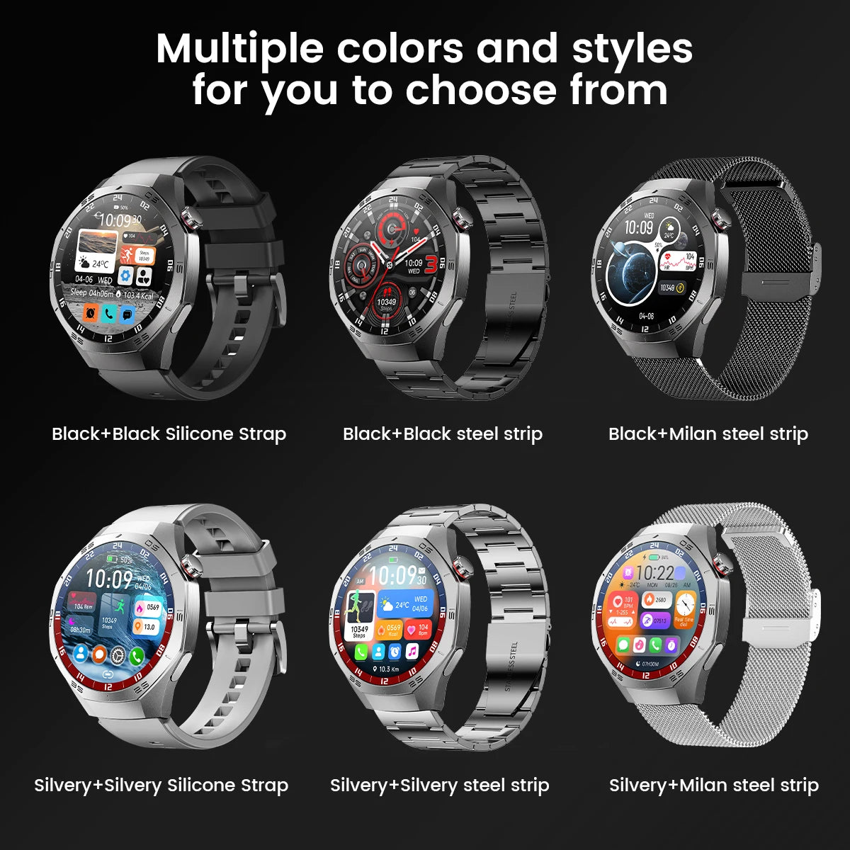2025 Smart Watch - AMOLED Screen with GPS, Heart Rate, Bluetooth Calls & Waterproof for Android & iOS
