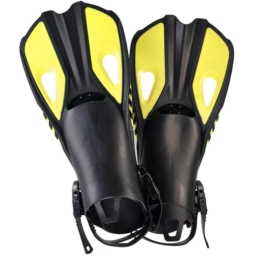 Adjustable Silicone Swimming Fins - Short Travel Diving Flippers with Open Heel Design for Adults, Youth & Kids