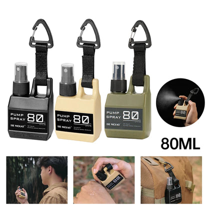 Portable 80ml Spray Bottle - Outdoor Cosmetic Container for Alcohol & Perfume with Backpack Hook - Camping Hiking Gadget