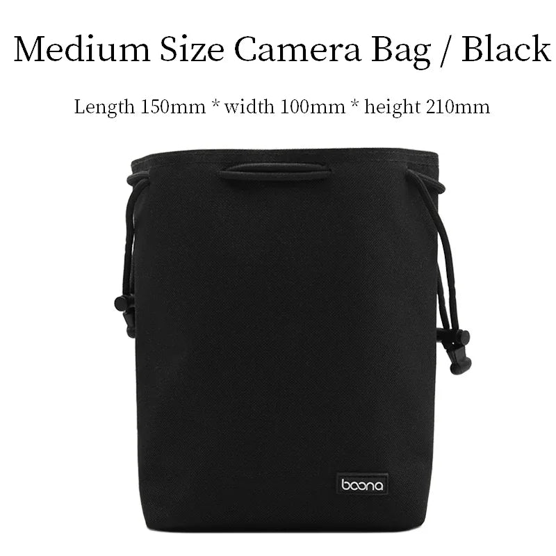Camera Lens Bag - Waterproof Drawstring Pouch with Fleece Protection for DSLR Cameras