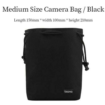 Camera Lens Bag - Waterproof Drawstring Pouch with Fleece Protection for DSLR Cameras
