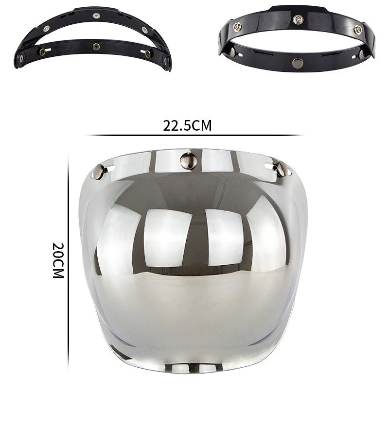Retro Motorcycle Helmet Bubble Visor - Anti-Fog UV Protection HD Lens for Open Face Half Helmets