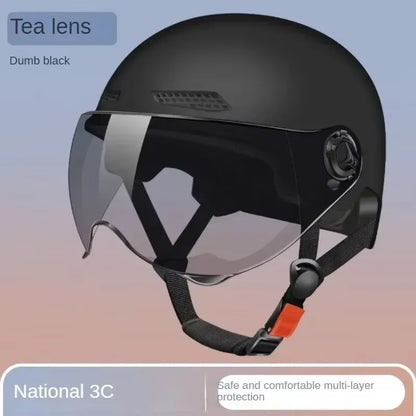 3C Certified Bicycle Safety Helmet with Goggles - Half Helmet for Men, Women, Adults & Children, Electric Bicycle & Motorcycle, Cartoon Design