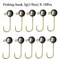 Mini Jig Head Fishing Hooks Set - 10 Pieces, 1g-5g Weight Range, Ice Fishing Tackle with Soft Lure Compatibility