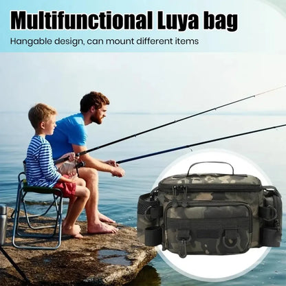 Portable Fishing Tackle Shoulder Bag - Multi-Purpose Storage with Rod Holder for Outdoor Sports & Fly Fishing