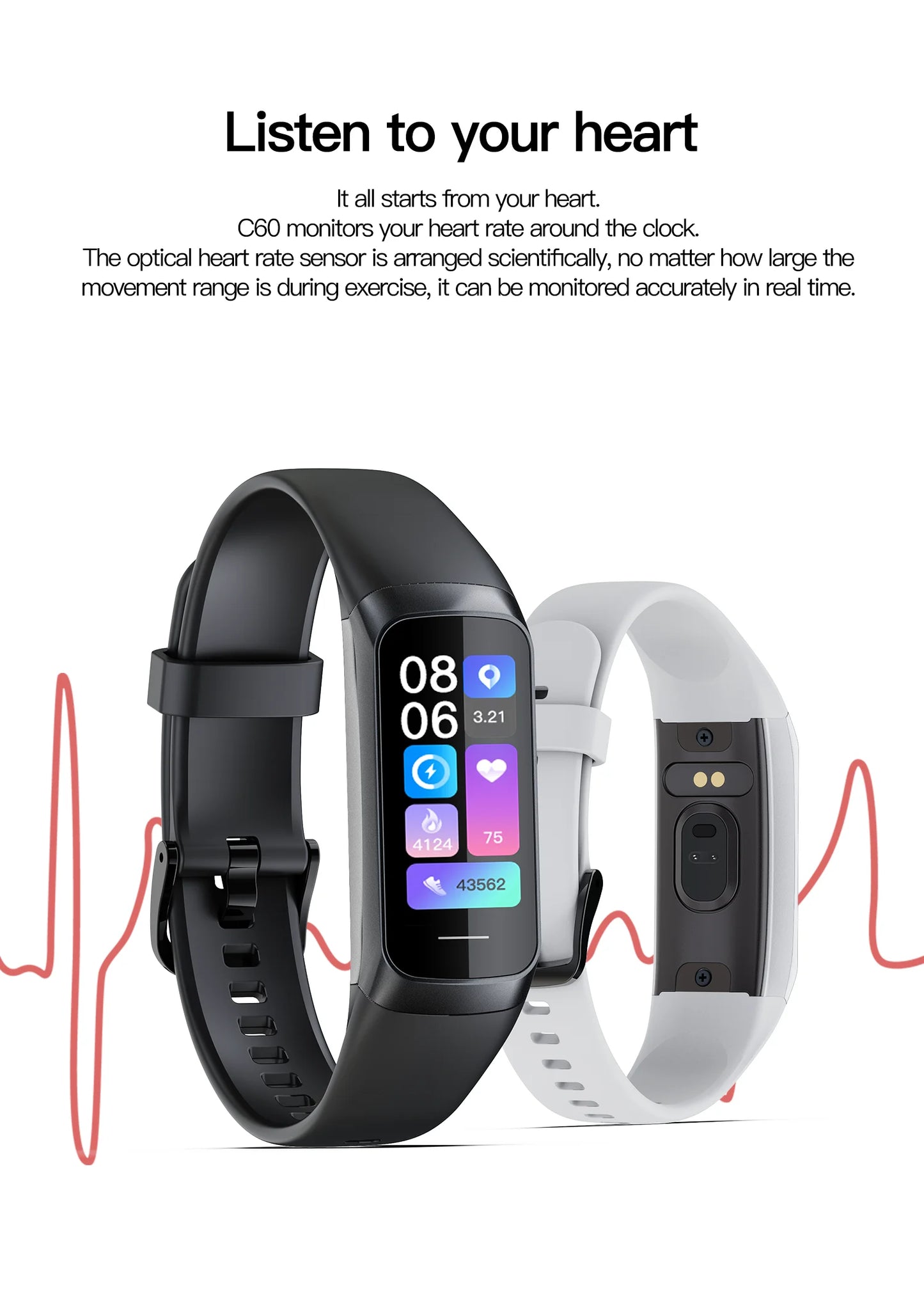 AMOLED Smart Watch - Heart Rate & Blood Oxygen Monitor with Waterproof Fitness Tracker for Sports