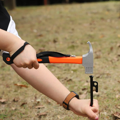 Multi-Function Camping Tent Hammer & Stake Puller - Portable Carbon Steel Mallet for Outdoor Adventures
