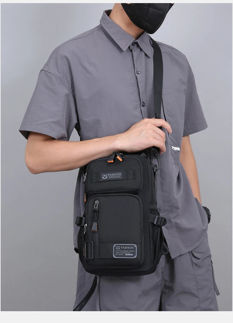 Men's Oxford Chest Pack - Unisex Crossbody Waist Bag with Zipper Pockets