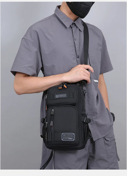 Men's Oxford Chest Pack - Unisex Crossbody Waist Bag with Zipper Pockets