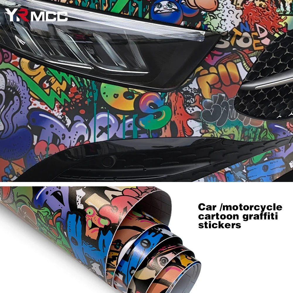 Waterproof PVC Graffiti Vinyl Wrap Film - Cartoon Camouflage Decal Sticker for Cars, Bicycles, Skateboards & Auto Accessories