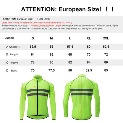 Men's Cycling Windbreaker Jacket - Water-Resistant Long Sleeve MTB Bike Coat with Quick-Dry & Breathable Jersey