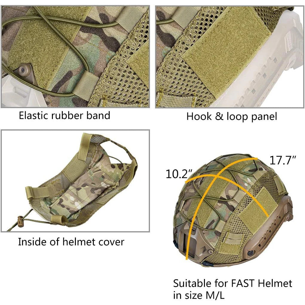 BOOIU Tactical Helmet Cover - Camo Cloth with Velcro for Airsoft Fast Helmets | Military CS Hunting Gear (Cover Only, Helmet Not Included)