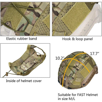 BOOIU Tactical Helmet Cover - Camo Cloth with Velcro for Airsoft Fast Helmets | Military CS Hunting Gear (Cover Only, Helmet Not Included)