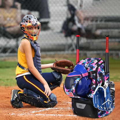 Youth Baseball Softball Backpack - Large Capacity Equipment Bag with Shoe Compartment