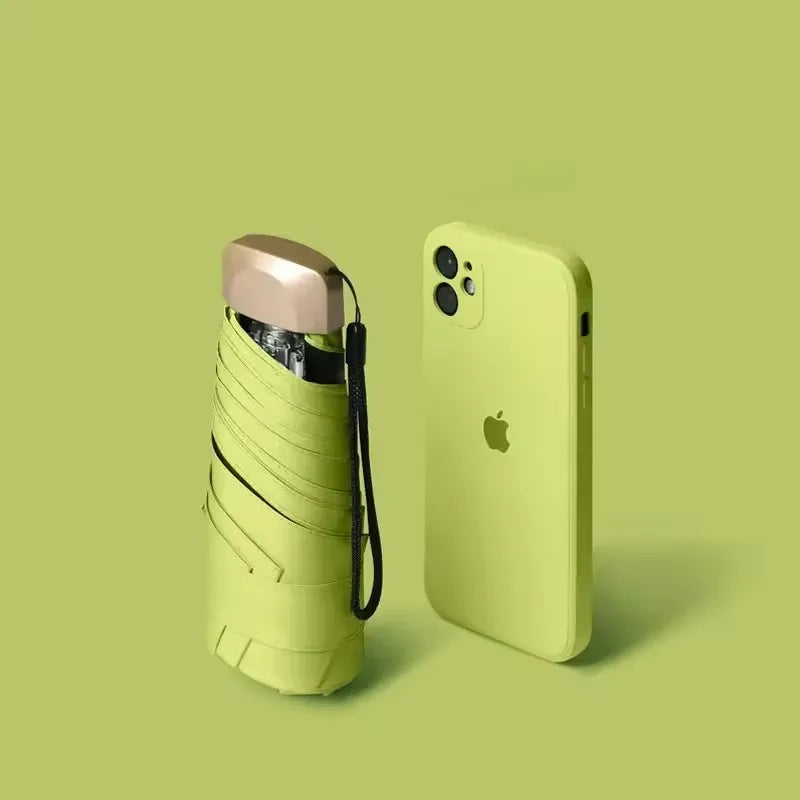Mini Pocket Umbrella - Compact Folding Rain & Sun Parasol with UV Protection (Capsule Design)