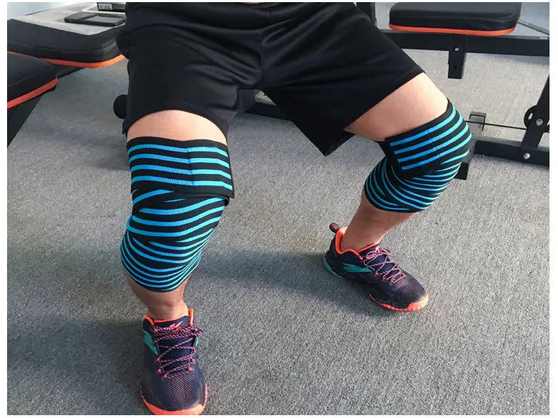 Premium Knee Compression Wraps - Elastic Fitness Straps for Weight Lifting, Squats & Gym Training Support
