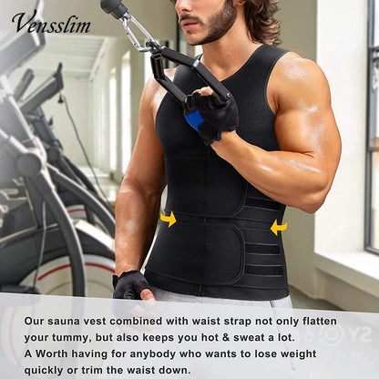 Men's Compression Body Shaper - Waist Trainer Vest with Sauna Sweat Technology for Fat Burning Workouts