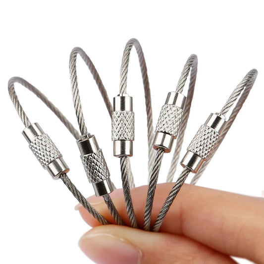 Tactical EDC Keychain Kit - 10PCS 15CM Multi-Tool Set with 304 Stainless Steel Wire Rope Keyring for Outdoor Camping & Travel