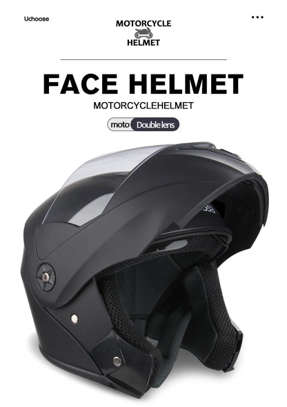 DOT Certified Modular Flip-Up Motorcycle Helmet - Dual Visor Cross-Country Safety Helmet - Unisex