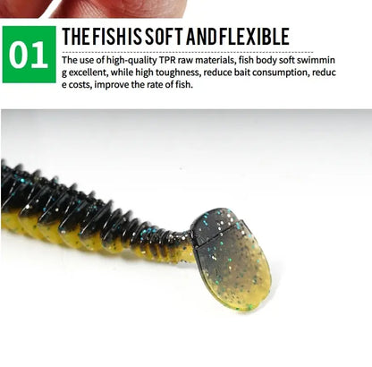 SUNMILE Artificial Soft Bait Fishing Worms - 4cm/0.6g - 20 Piece Set - Rock Fishing Wobblers for Perch, Trout & Bass