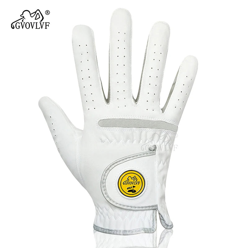 Men's Golf Glove - Soft Breathable Fabric with Magnetic Ball Marker, Comfortable Fit, Replaceable Marker for Golfers (1 Piece)
