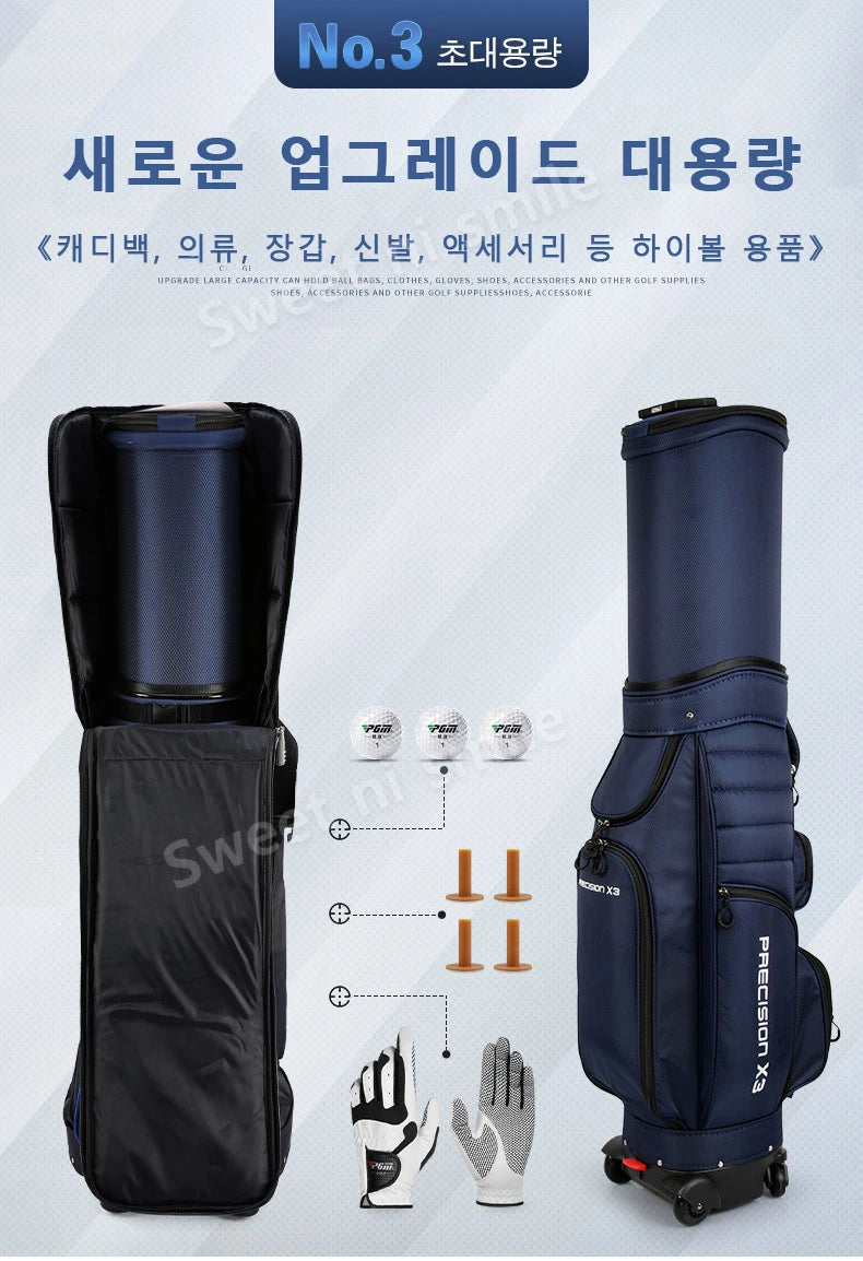 Golf Travel Bag with Wheels - Foldable Airline Golf Club Cover with Padded Straps for Air Travel