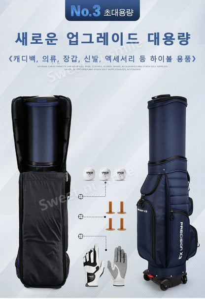 Golf Travel Bag with Wheels - Foldable Airline Golf Club Cover with Padded Straps for Air Travel