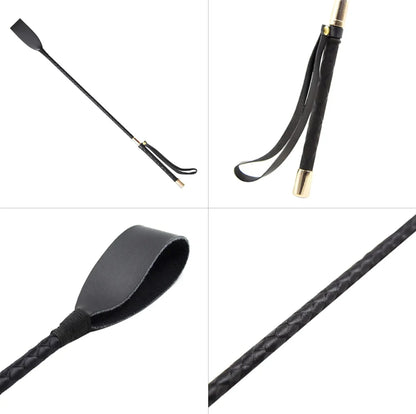 Equestrian Training Whip - 45/54cm PU Leather Riding Crop with Anti-Slip Grip for Beginners, Outdoor Racing & Performance