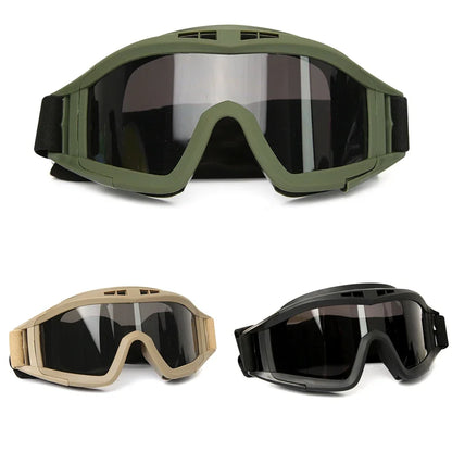 Tactical Airsoft Goggles - 3 Interchangeable Lens - Windproof Dustproof Protection for Shooting, Motocross, Motorcycle & Mountaineering