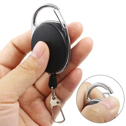 Retractable Badge Holder with Keychain - ID Card Holder with Backpack Clip, Lanyard & Hiking Buckle Key Ring Tool