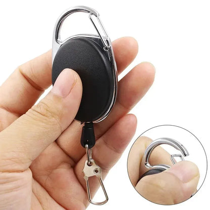 Retractable Badge Holder with Keychain - ID Card Holder with Backpack Clip, Lanyard & Hiking Buckle Key Ring Tool