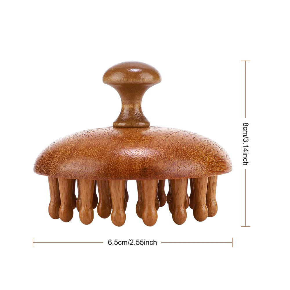Natural Sandalwood Massage Comb - 28-Tooth Multi-Functional Scalp & Body Massager for Recovery & Relaxation