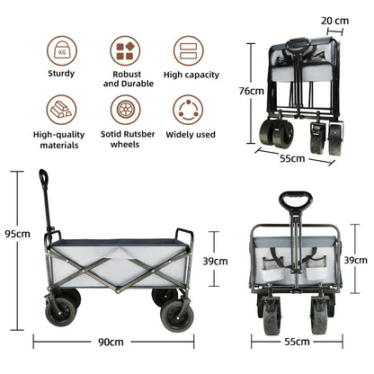 Heavy-Duty Collapsible Beach Wagon - All-Terrain Wheels, Large Capacity Folding Cart for Outdoor Camping