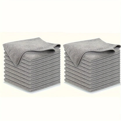 Ultra-Fine Microfiber Kitchen Towels - Light Gray Cleaning Cloth Set (5/10/20 Pack) - Absorbent, Soft & Stain-Removing