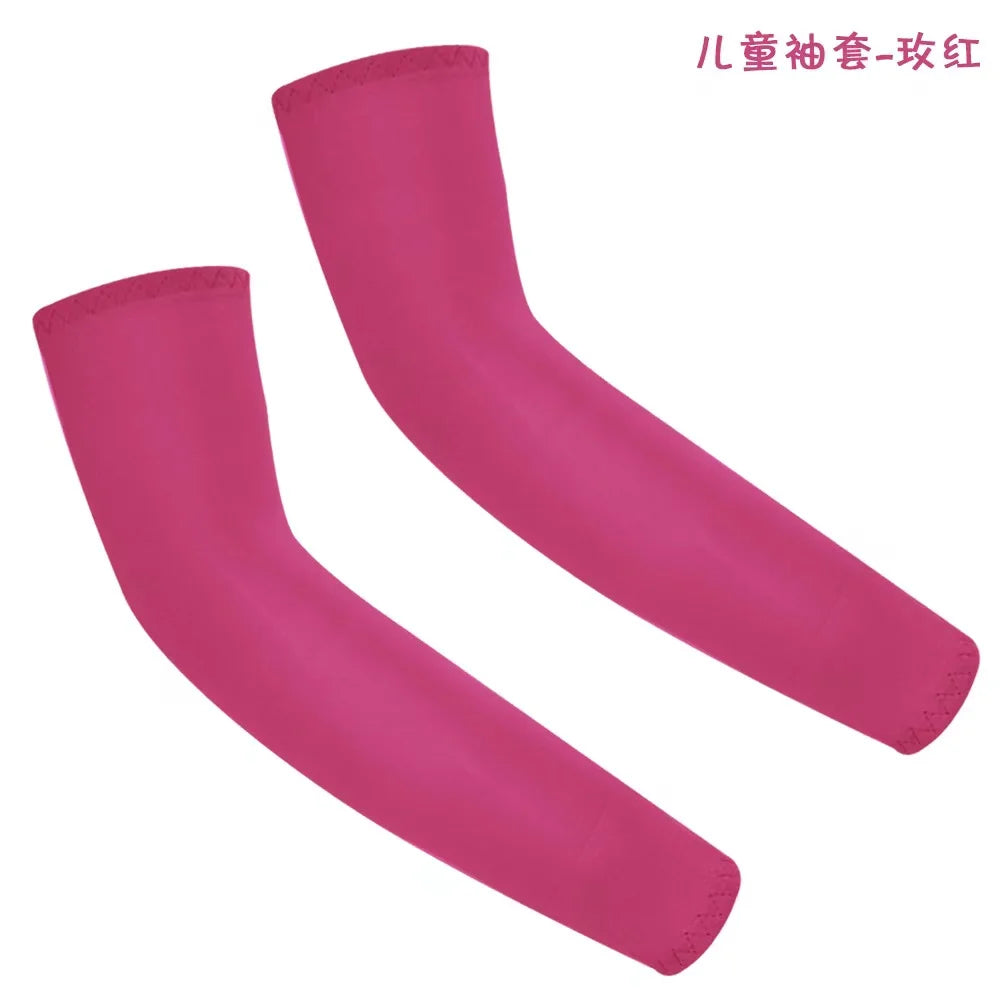 Kids UV Protection Arm Sleeves - Ice Silk Cooling Compression Sleeves for Boys & Girls Outdoor Sports (1 Pair)