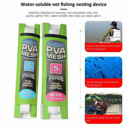 PVA Mesh Refill Bags - Water Soluble Carp Fishing Bait Wrap for Coarse Fishing Rigs