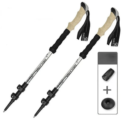 Premium Ultralight Telescopic Trekking Poles - 2PCS Adjustable Walking Sticks with Quick Lock System for Hiking