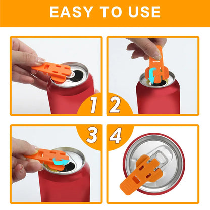 Portable Can & Bottle Opener Set - Reusable Easy Pop-Top Opener with Resealable Lid for Camping & Outdoor