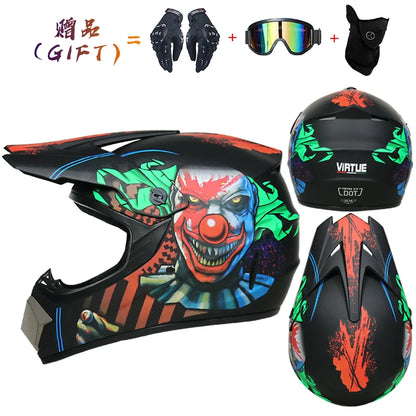 Kids Flip-Up Motorcycle Helmet - Off-Road Motocross ATV Dirt Bike Downhill MTB DH Racing + 3 Free Gifts