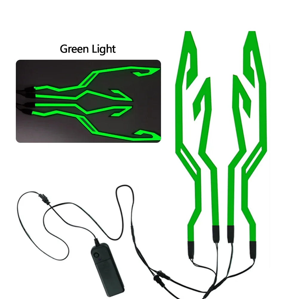 Waterproof LED Motorcycle Helmet Strip - 4-in-1 EL Warning Light Sticker for Night Riding