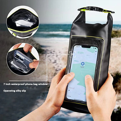 PVC Waterproof Dry Bag 2L - Touch Screen Phone Pouch for Swimming Rafting Surfing Boating - Shoulder Bag