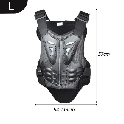 Motorcycle Body Armor Vest - PE Shell Chest & Back Protector with Reflective Tape for Motocross, Skiing & Skating