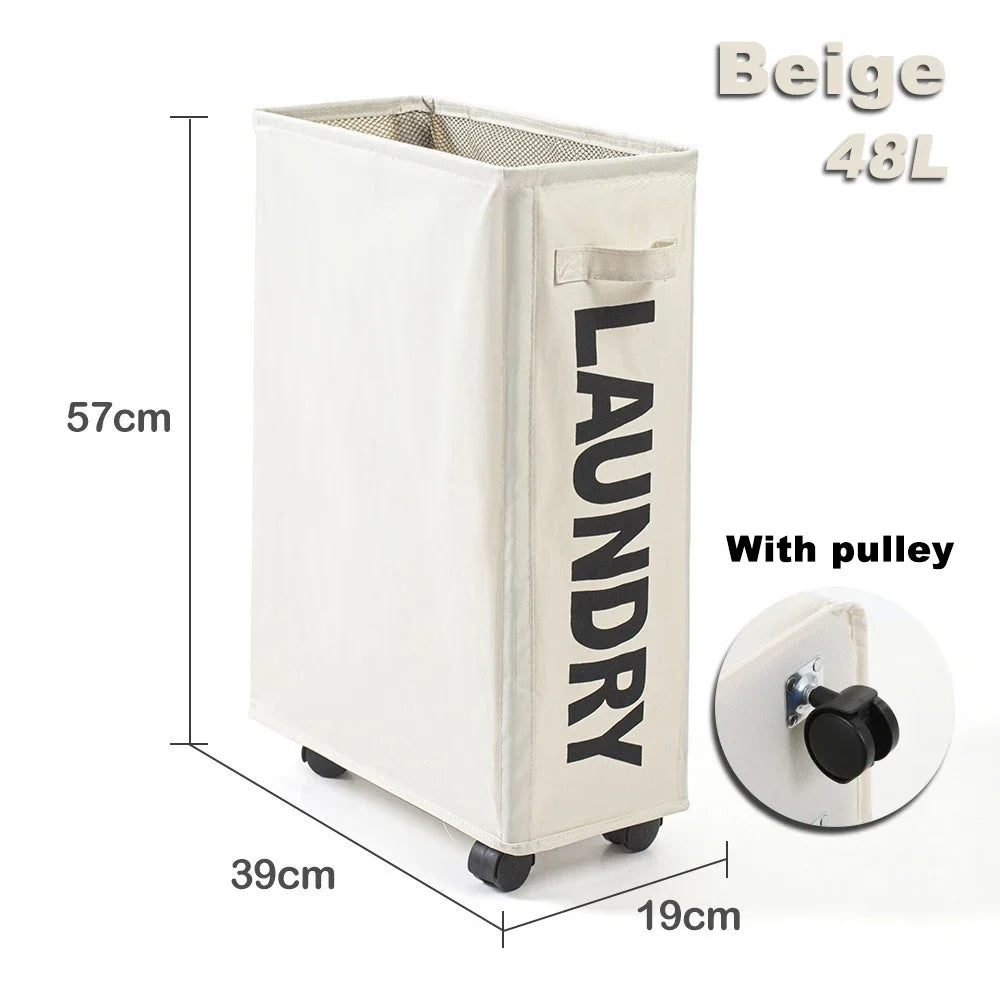 Foldable Laundry Basket with Wheels - Multi-Purpose Storage for Clothes, Yoga Gear & Bathroom Accessories