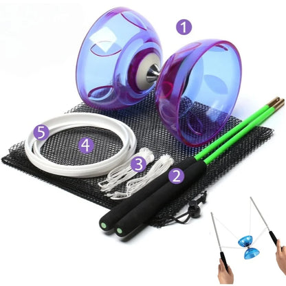 Diabolo Chinese Yoyo Set - Portable Fitness Gear for Agility Exercise (Adults, Kids & Elderly - Indoor/Outdoor)